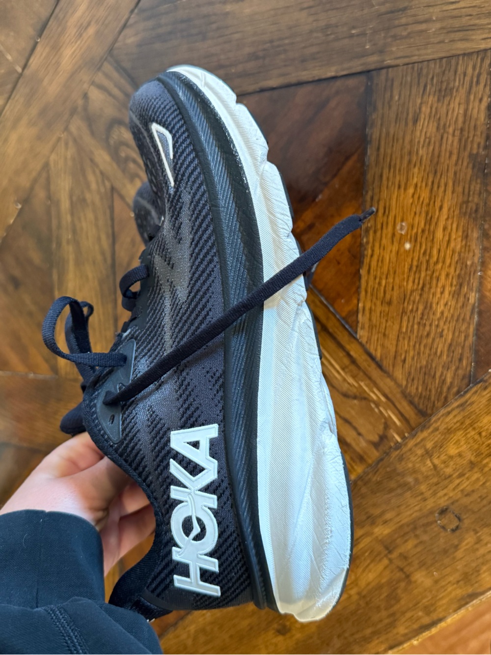 Hoka Women’s  Black and White Sneaker - Lightweight Support